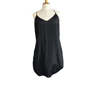 J.Crew Women's Black Slip Dress Size 6 Midi V-Neck Sleeveless